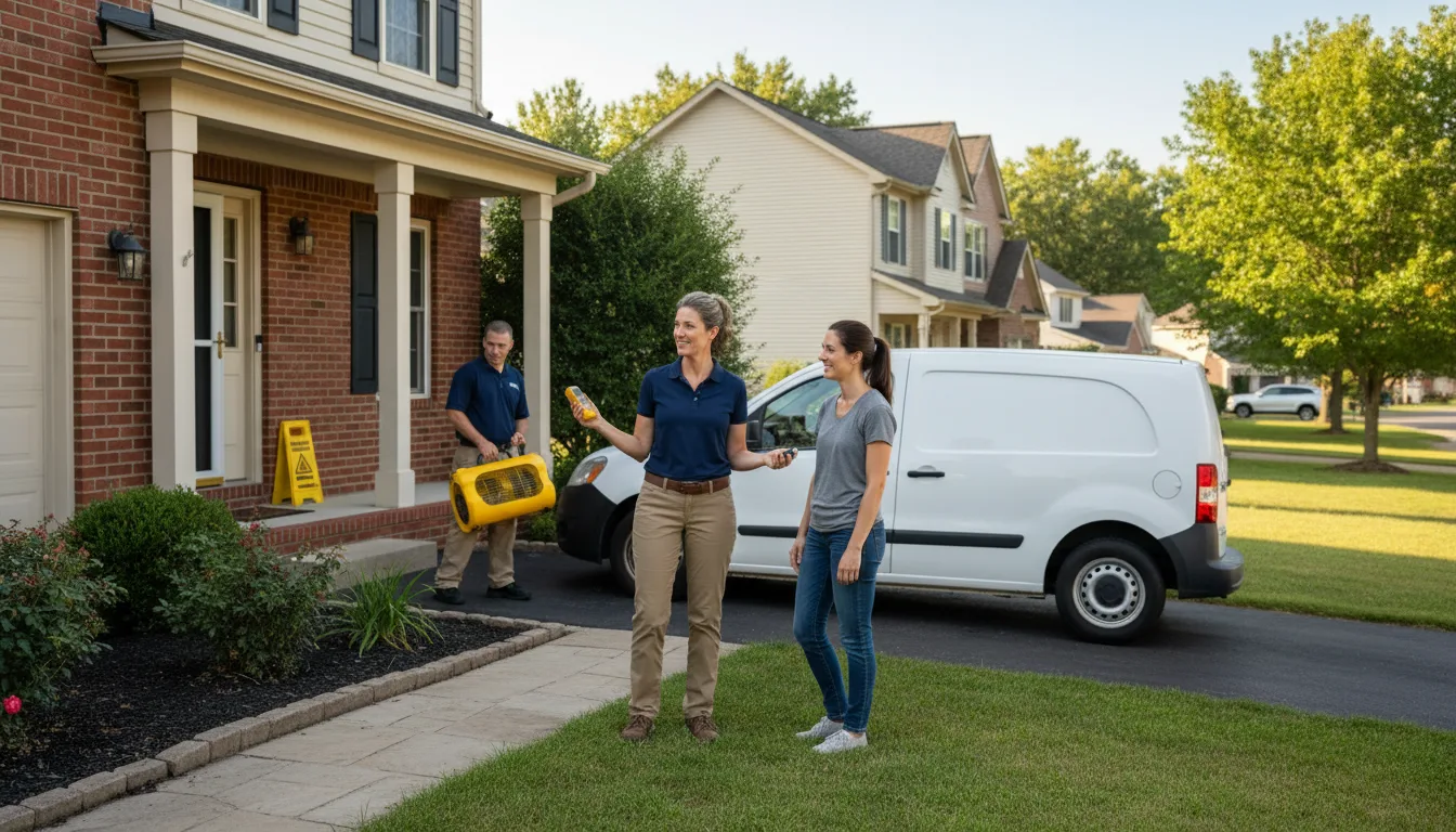Residential water damage restoration in Scheller, IL